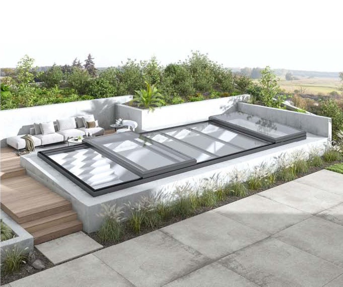 Gấp đôi nhôm Electric Skylight mái nhà cho bệnh viện Nhà hàng Khách sạn Nhà sân thượng mái nhà